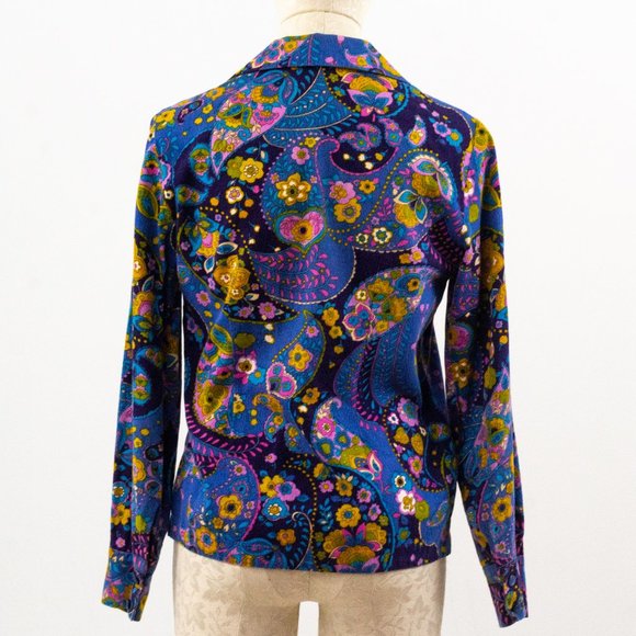 Vintage 60s 70s S Cotton Paisley Button Down Shirt - Picture 5 of 10